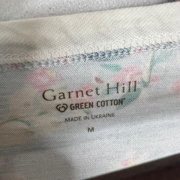 Garnet Hill M 100% Cotton Asian Wrap Pajama Set Blue Floral Long Sleeve Pants - Picture 6 of 15